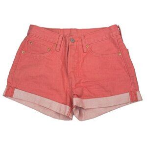 LEVI'S 501 Original Button Fly Cuffed Hem Denim Short Sz 27 Salmon Pink